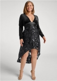 Venus Plus Size Sequin Lace High-Low Dress Venus Plus Size Sequin Lace High-Low Dress