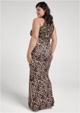 Venus Off White Multi CROCHET BACK LEOPARD DRESS Venus Off White Multi CROCHET BACK LEOPARD DRESS