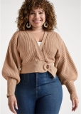 Venus Light Brown WRAP BALLOON SLEEVE SWEATER Venus Light Brown WRAP BALLOON SLEEVE SWEATER