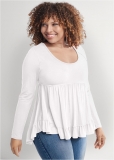 Venus Plus Size Long Sleeve Babydoll Top Venus Plus Size Long Sleeve Babydoll Top