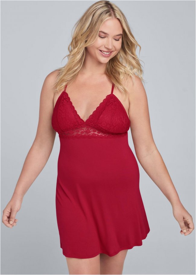 Venus Red LACE DETAIL NIGHTIE Venus Red LACE DETAIL NIGHTIE