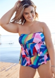 Venus Plus Size Ruffle Bandeau Tankini Top Bikini - Living Art Venus Plus Size Ruffle Bandeau Tankini Top Bikini - Living Art
