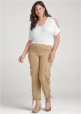 Venus Plus Size Lightweight Cargo Pants in Camel Venus Plus Size Lightweight Cargo Pants in Camel