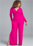 Venus Plus Size Smocked Waist Jumpsuit in Pink Venus Plus Size Smocked Waist Jumpsuit in Pink