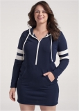 Venus Plus Size Striped Zipper Front Dress Venus Plus Size Striped Zipper Front Dress