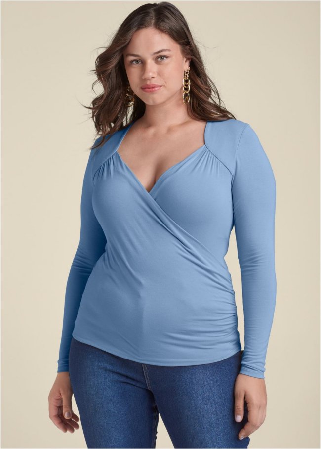 Venus Plus Size Surplice Neck Top Venus Plus Size Surplice Neck Top