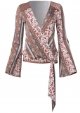 Venus Plus Size Printed Wrap Top Venus Plus Size Printed Wrap Top