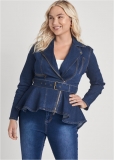Venus Ruffle Hem Jean Jacket in Dark Wash Venus Ruffle Hem Jean Jacket in Dark Wash