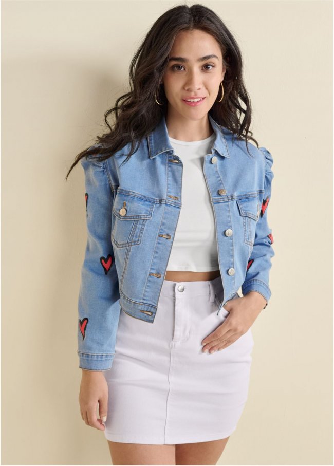 Venus Plus Size Denim Mini Skirt - White Venus Plus Size Denim Mini Skirt - White