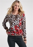 Venus Plus Size Mixed Print Sweater in White Venus Plus Size Mixed Print Sweater in White
