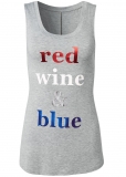 Venus Plus Size Red Wine And Blue Lounge Tank Top Venus Plus Size Red Wine And Blue Lounge Tank Top