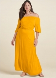 Venus Plus Size Off-The-Shoulder Maxi Dress Venus Plus Size Off-The-Shoulder Maxi Dress