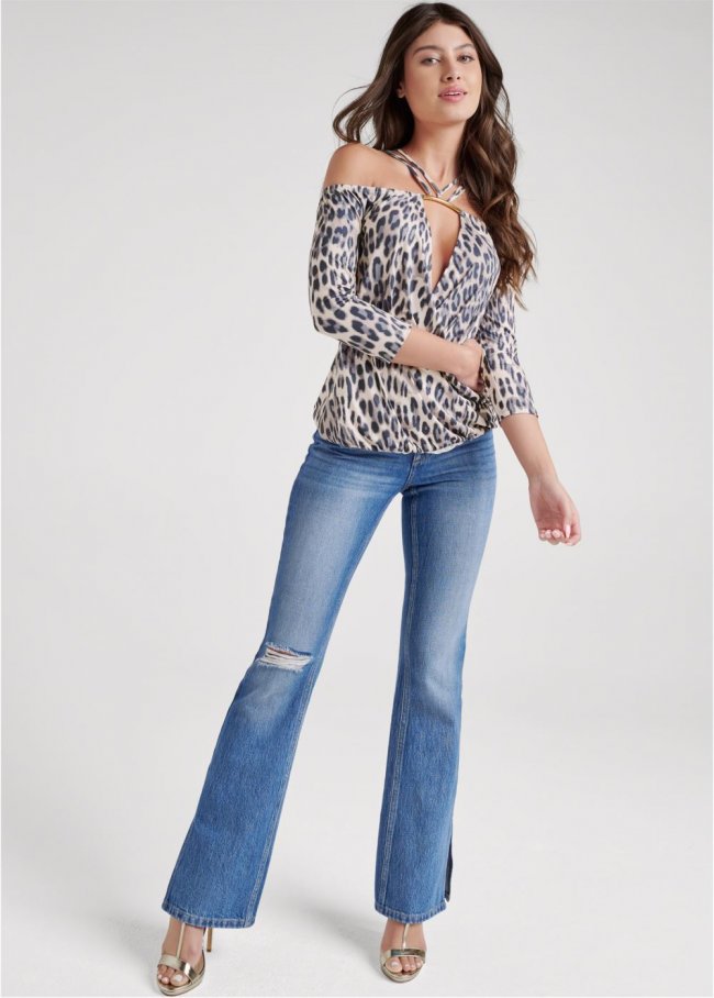 Venus Plus Size Strappy Cold-Shoulder Top