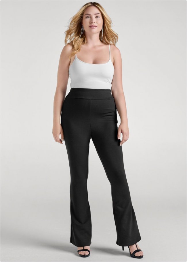 Venus Plus Size Wide Leg Ponte Pants in Black Venus Plus Size Wide Leg Ponte Pants in Black
