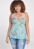 Venus Plus Size Tie Dye Lace Top Venus Plus Size Tie Dye Lace Top
