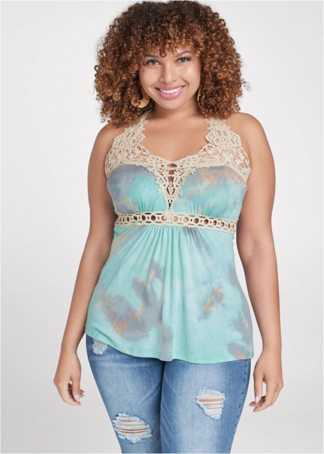 Venus Plus Size Tie Dye Lace Top