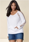 Venus Plus Size Slash Detail Sweatshirt in White Venus Plus Size Slash Detail Sweatshirt in White