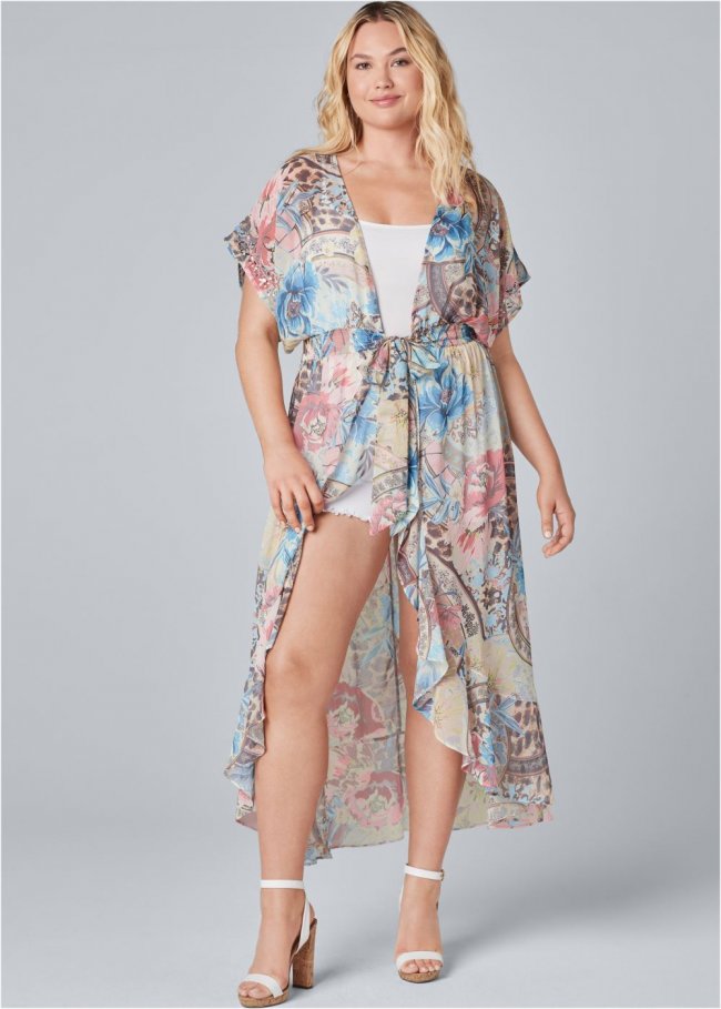 Venus Plus Size Embellished Floral And Paisley Print Maxi Top Venus Plus Size Embellished Floral And Paisley Print Maxi Top