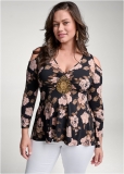 Venus Plus Size Floral Embellished Top Venus Plus Size Floral Embellished Top