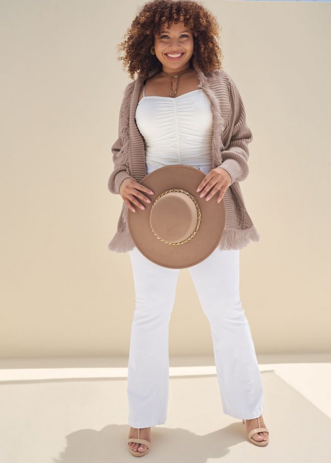 Venus Plus Size Bootcut Jeans in White Venus Plus Size Bootcut Jeans in White
