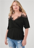 Venus Plus Size Cold-Shoulder Lace Top Venus Plus Size Cold-Shoulder Lace Top