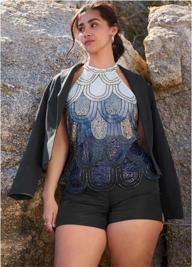 Venus Plus Size Embellished Ombre Top Venus Plus Size Embellished Ombre Top