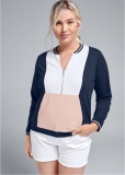 Venus Plus Size Color Block Sweatshirt in Navy Multi Venus Plus Size Color Block Sweatshirt in Navy Multi