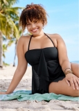 Venus Plus Size Flowing Bandeau Tankini Top Bikini - Black Beauty Venus Plus Size Flowing Bandeau Tankini Top Bikini - Black Beauty
