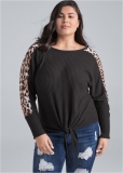 Venus Plus Size Print Stripe Lounge Top Venus Plus Size Print Stripe Lounge Top