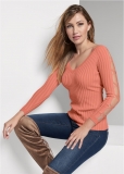 Venus Plus Size Sleeve Detail Sweater in Coral Venus Plus Size Sleeve Detail Sweater in Coral