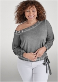 Venus Plus Size One-Shoulder Grommet Top Venus Plus Size One-Shoulder Grommet Top