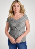 Venus Plus Size Ribbed Skimming Neckline Top Venus Plus Size Ribbed Skimming Neckline Top