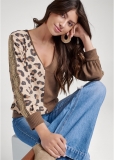 Venus Plus Size Sequin Printed Waffle Knit Top Venus Plus Size Sequin Printed Waffle Knit Top