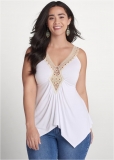 Venus Plus Size Crochet Embellished Top Venus Plus Size Crochet Embellished Top