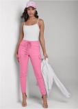 Venus Plus Size Casual Pull-On Cargo Pants in Pink Venus Plus Size Casual Pull-On Cargo Pants in Pink
