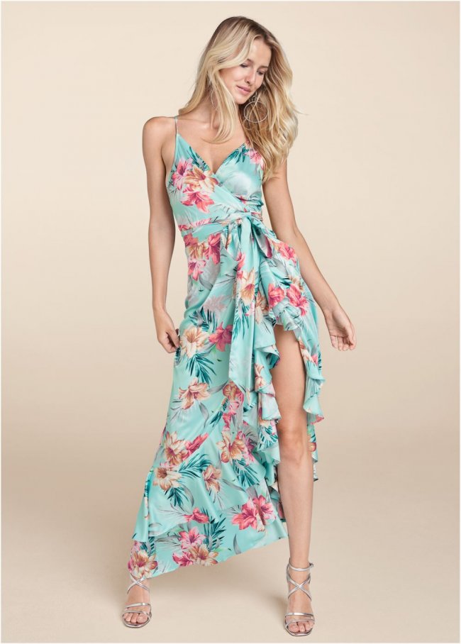 Venus Plus Size Floral Print Wrap Dress Venus Plus Size Floral Print Wrap Dress