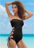 Venus Lace-Up Strappy One-Piece Swimsuit in Black Beauty Venus Lace-Up Strappy One-Piece Swimsuit in Black Beauty