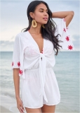 Venus Embroidered Romper in Fall Florals Venus Embroidered Romper in Fall Florals