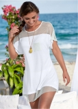 Venus Mesh Trimmed Cover-Up Dress in White Venus Mesh Trimmed Cover-Up Dress in White