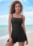 Venus Skirted Bandeau One-Piece Swimsuit in Black Beauty Venus Skirted Bandeau One-Piece Swimsuit in Black Beauty