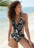 Venus Ruched Goddess Monokini Swimsuit in Nighttime Blooms Venus Ruched Goddess Monokini Swimsuit in Nighttime Blooms