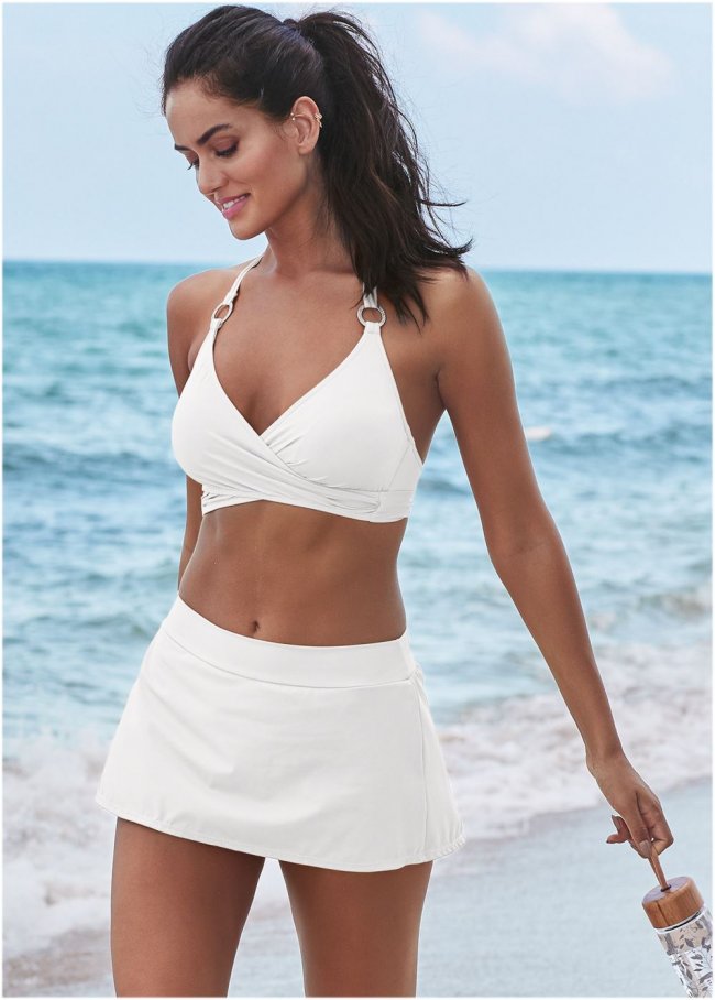 Venus Skirted Mid-Rise Bottom Bikini - Pearl White Venus Skirted Mid-Rise Bottom Bikini - Pearl White