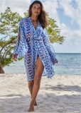 Venus Peek-A-Boo Sleeve Kimono in Chat De Printemps Venus Peek-A-Boo Sleeve Kimono in Chat De Printemps