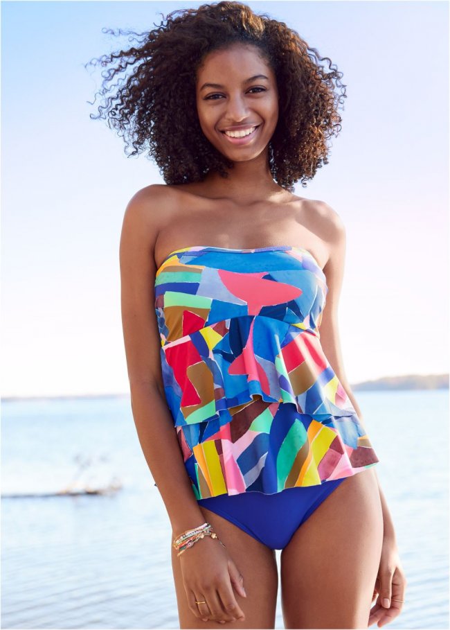 Venus Ruffle Bandeau Tankini Top Bikini - Living Art Venus Ruffle Bandeau Tankini Top Bikini - Living Art