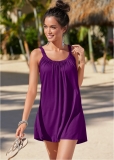 Venus Gathered Neckline Cover-Up Dress in Plum Venus Gathered Neckline Cover-Up Dress in Plum