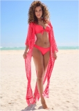 Venus Crochet Kimono Cover-Up in Sunset Pink Venus Crochet Kimono Cover-Up in Sunset Pink