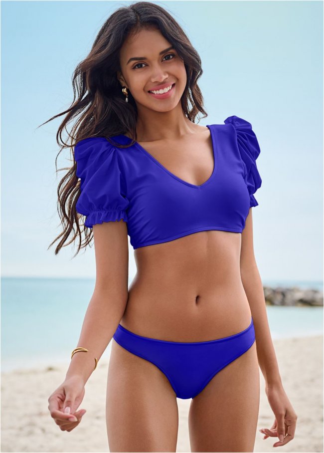 Venus Puff Sleeve Top Bikini - Cobalt Blue Venus Puff Sleeve Top Bikini - Cobalt Blue