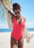 Venus Ruched One-Piece Swimsuit in Sunset Pink Venus Ruched One-Piece Swimsuit in Sunset Pink
