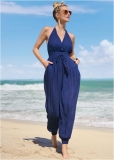 Venus Tassel Jumpsuit Cover-Up in Ultramarine Blue Venus Tassel Jumpsuit Cover-Up in Ultramarine Blue