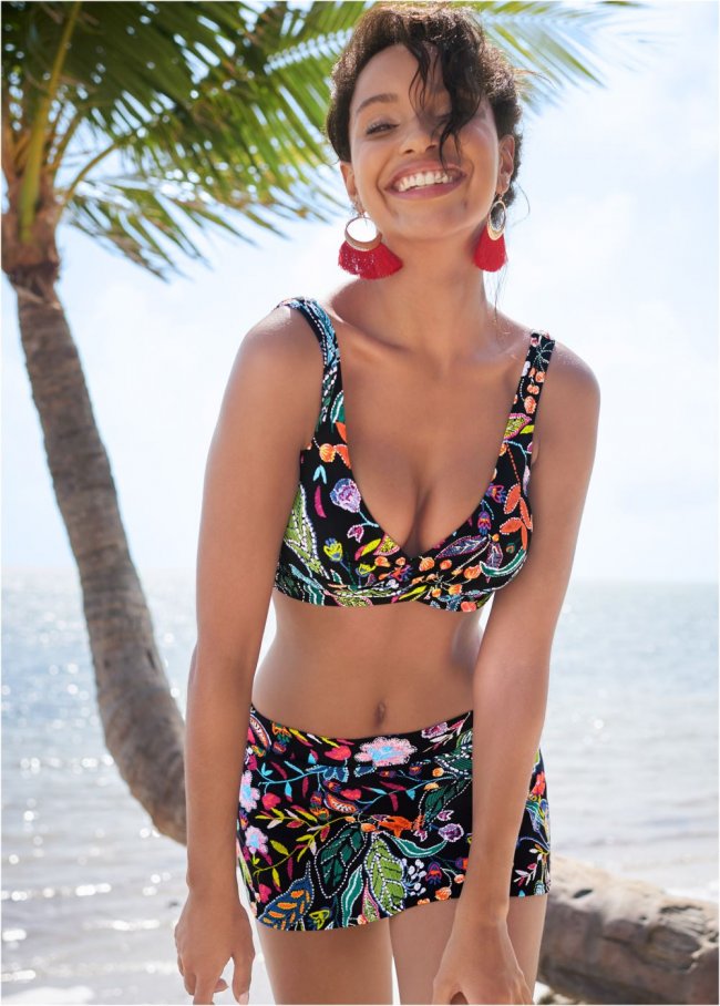 Venus Skirted Mid-Rise Bottom Bikini - Midnight Elegance Venus Skirted Mid-Rise Bottom Bikini - Midnight Elegance